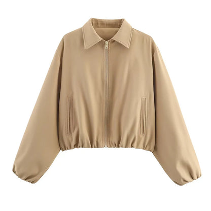 Fashion Short Jackets Coats For Women Turn-down Collar Long Sleeve Coats Casual Female Outerwear Chic Tops