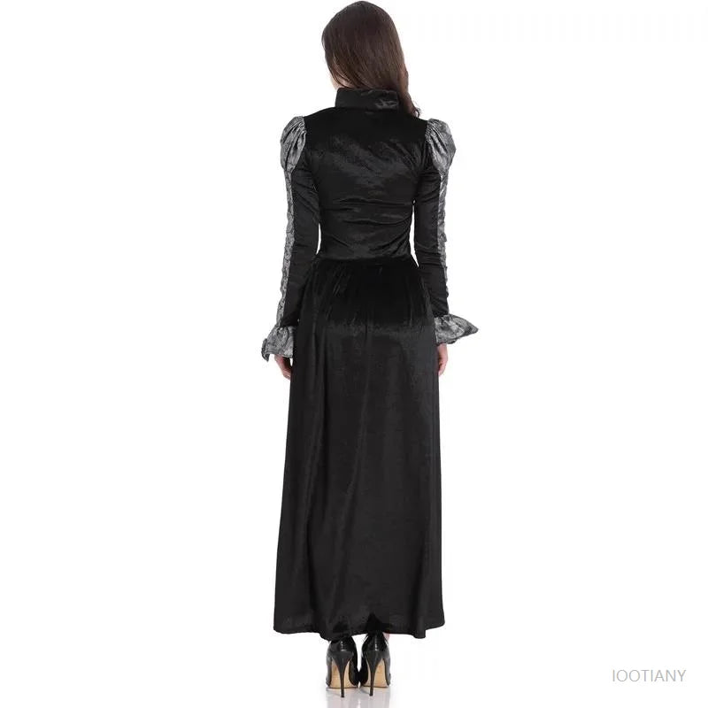 Halloween Day of the Dead Sexy European Medieval Retro Court Gothic Poison Queen Evil Vampire Costume Carnival Party Devil Witch