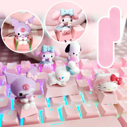 Single Keycap for Cross Axis Mechanical Keyboard Special Keycap Cute KT Kuromi Melody Pink Additional Keycap