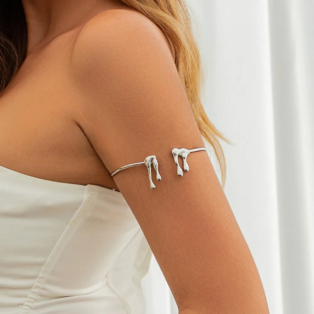 Simple Water Drop Open Cuff Bangles Women Trend Geometric Arm Bracelet Aesthetic Jewelry Pulseras Acero Inoxidable Para Mujer 팔찌