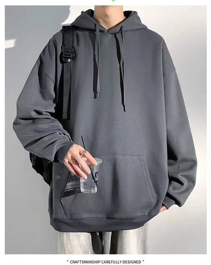 Sweater Loose Men's and Women's New Casual Solid Color Thickened Coat Autumn and Winter Hooded Sweater Simple