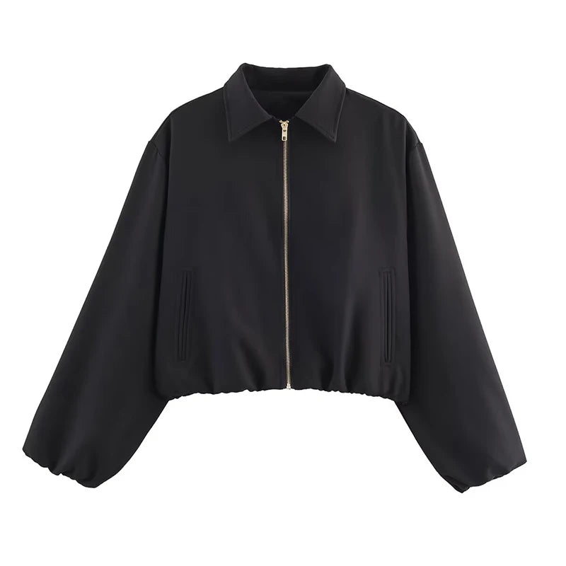 Fashion Short Jackets Coats For Women Turn-down Collar Long Sleeve Coats Casual Female Outerwear Chic Tops
