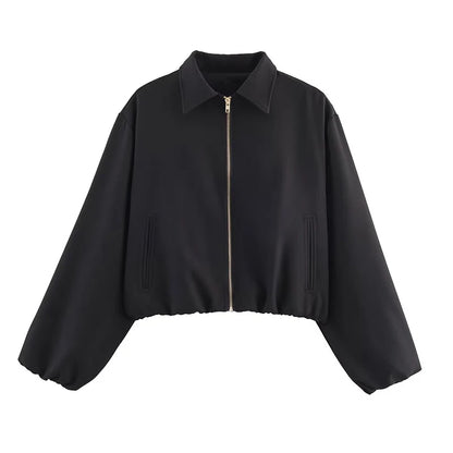 Fashion Short Jackets Coats For Women Turn-down Collar Long Sleeve Coats Casual Female Outerwear Chic Tops