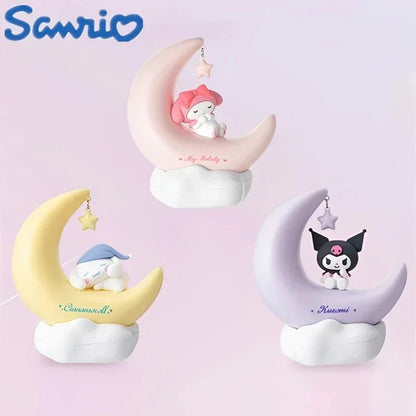 Moon Night Light Cinnamoroll Kuromi Melody LED Light-emitting Ornaments USB Interface Desktop Decoration