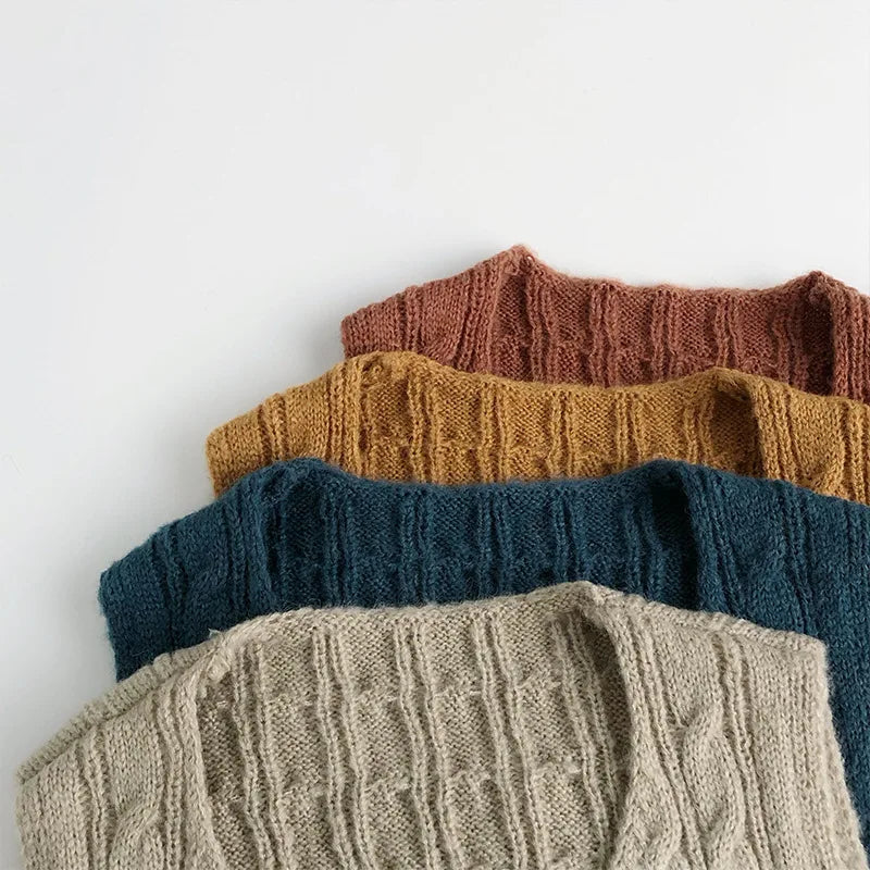 Sweater 2025 Autumn Winter New Children's Clothing Korean Style Boys and Girls Fashion Mohair Twist Knitted Waistcoat Casual