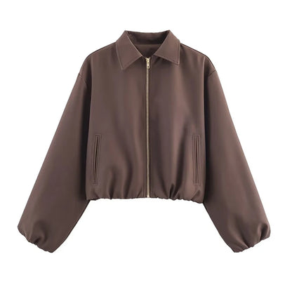 Fashion Short Jackets Coats For Women Turn-down Collar Long Sleeve Coats Casual Female Outerwear Chic Tops