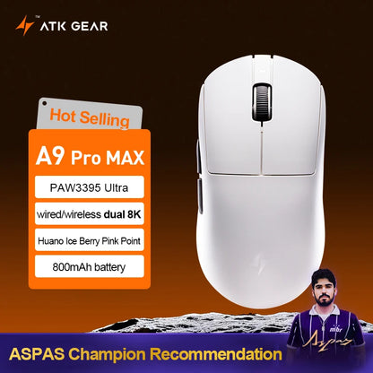 ATK Dragonfly A9 Ultra Wireless E-sports Gaming Mouse Ultra-lightweight Tri-mode Dual 8K Ergonomic Mice A9 Plus PAW3395/3950