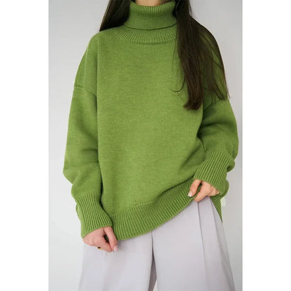 Sweater Women Solid Color Turtleneck Sweater Autumn and Winter Comfortable Loose Classic All-match Temperament Pullover Sweater