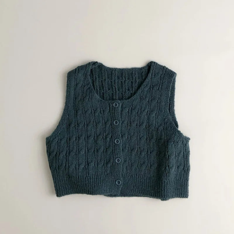 Sweater 2025 Autumn Winter New Children's Clothing Korean Style Boys and Girls Fashion Mohair Twist Knitted Waistcoat Casual