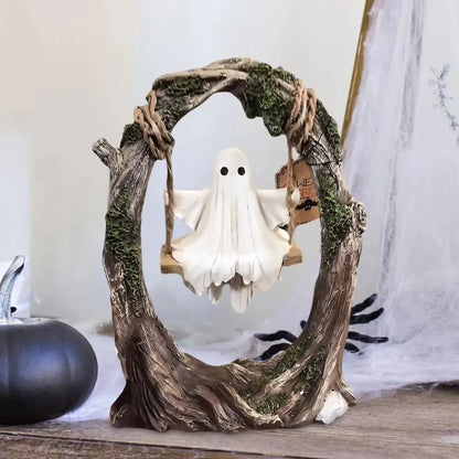 Halloween Themed Halloween Swing Ghost Ornament Handicraft Statue Spooky Ghosts Decor Funny Doll Model