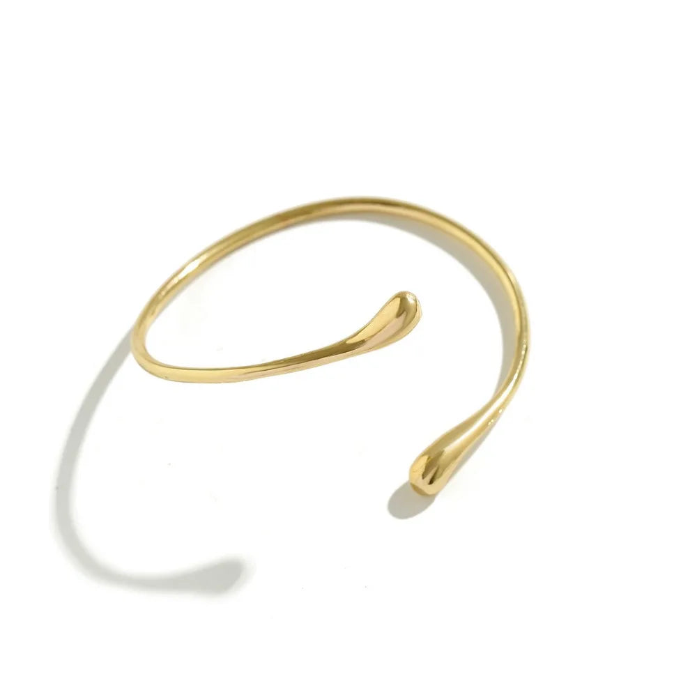 Simple Water Drop Open Cuff Bangles Women Trend Geometric Arm Bracelet Aesthetic Jewelry Pulseras Acero Inoxidable Para Mujer 팔찌