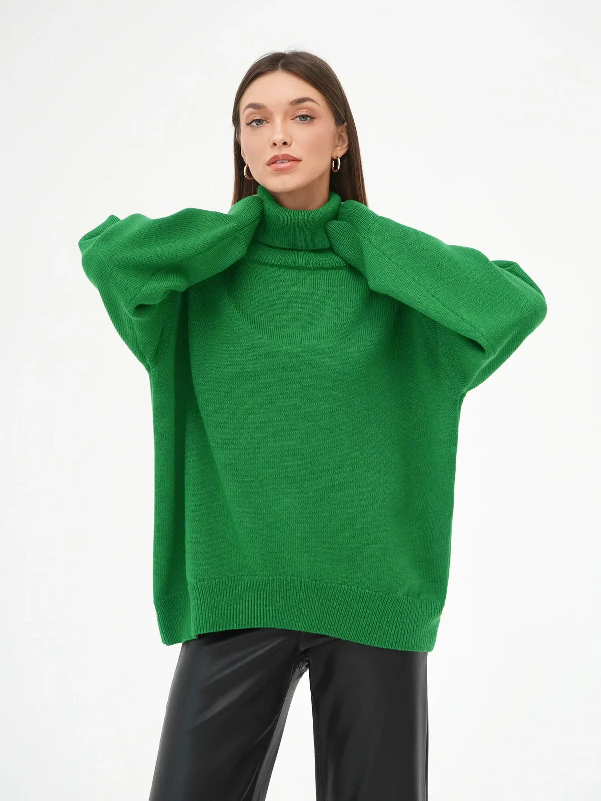Sweater Women Solid Color Turtleneck Sweater Autumn and Winter Comfortable Loose Classic All-match Temperament Pullover Sweater