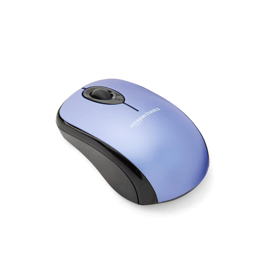 Amazon Basics 2.4 Ghz Wireless Optical Computer Mouse with USB Nano Receiver Blue