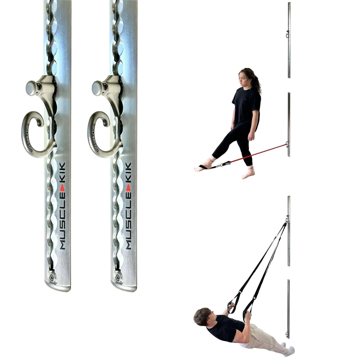 MUSCLE KIK Adjustable Workout Wall Anchor System - Sleek Home Gym & Resistance Band or Suspension Straps Wall Anchor for 100+ Exercises 300lbs Pulling Power Easy Installation 70 Locking Positions