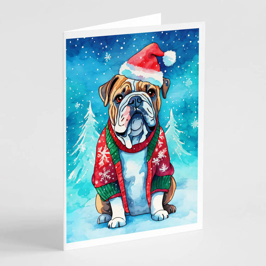 English Bulldog Christmas Greeting Cards Pack of 8