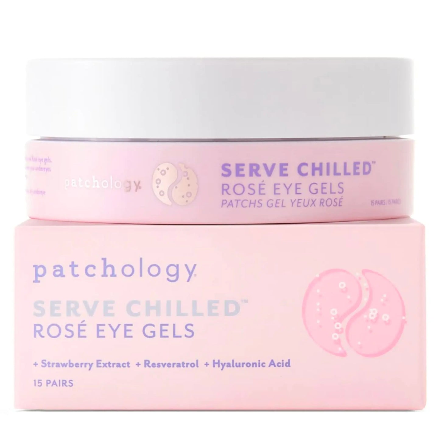 Patchology Serve Chilled Rosé Eye Gels - Eye Patches for Puffy eyes & Dark Circles Gel Eye Patches Under Eye Mask w/Hyaluronic Acid Eye Treatment Products & Mini Beauty Products (15 Pairs/Jar)