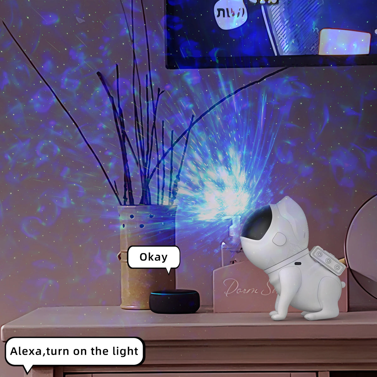 Space Dog Star Ceilling Light Sky galaxy Light Astronaut Star Projector for Bedroom