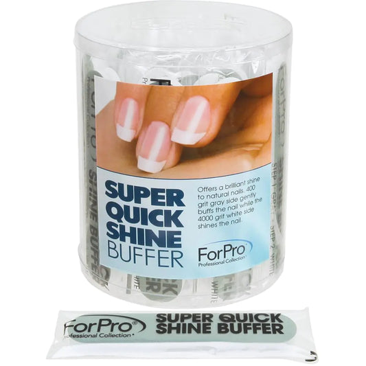 ForPro Professional Collection Super Quick Shine 2-Way Buffer Green 400/White 4000 Grit Double-Sided Manicure & Pedicure Nail Buffers 3.5” L x .75” W 25-Count