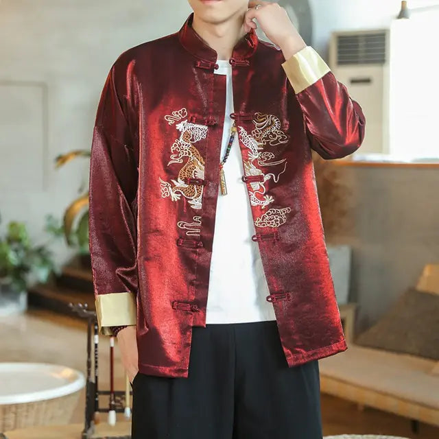Embroidered Chinese Tang Shirt for Men - Kung Fu Jacket