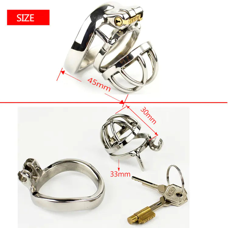CB6000S Stainless Steel Male Chastity Lock with Curve Ring
