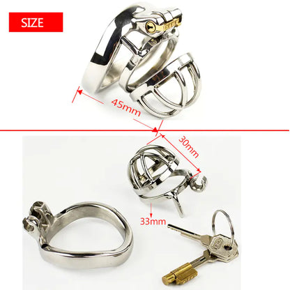 CB6000S Stainless Steel Male Chastity Lock with Curve Ring