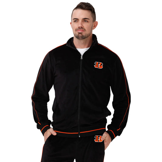 FOCO Mens Standard NFL Logo Tracksuit Soft Velour Sweatsuit Zip Up Jacket Top Team Color