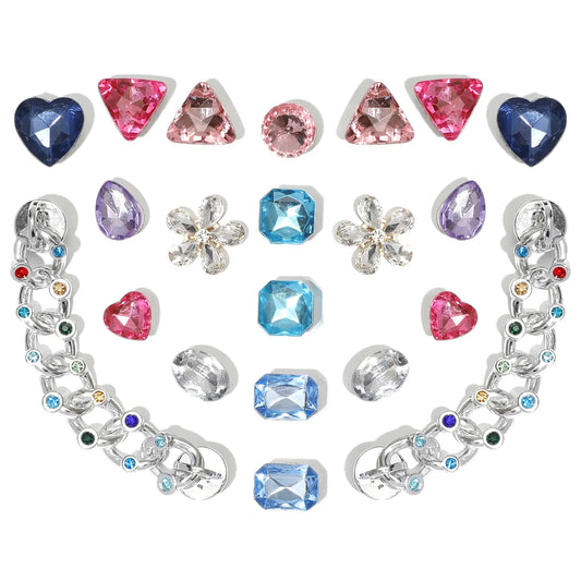 Bling Colorful Shoe Charms for Women 22Pcs Sparkling Gems Rhinestones Shoe Decoration Charms Girly Shoe Chains for Clog Sandals DIY Shoe Accessories for Party Favor