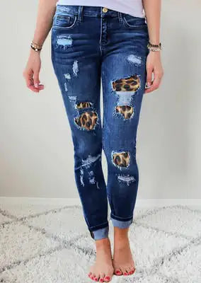 Patchwork Stretch Skinny Jeans for Women