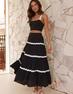 Women's Dual-Color Patchwork Suit