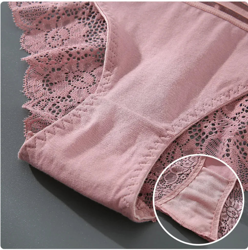 High-Waist Lace Cotton Underwear