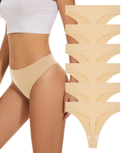 voenxe High Waisted Seamless Women Underwear ThongsHigh Rise No Show Ladies ThongBreathable Comfortable Undies Tanga Panty Nude