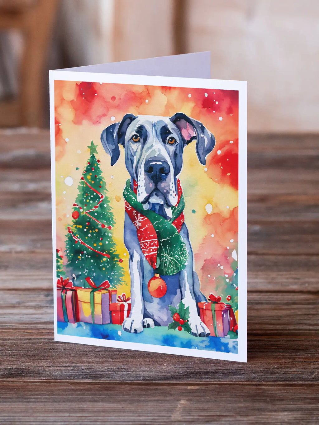 Great Dane Christmas Greeting Cards Pack of 8