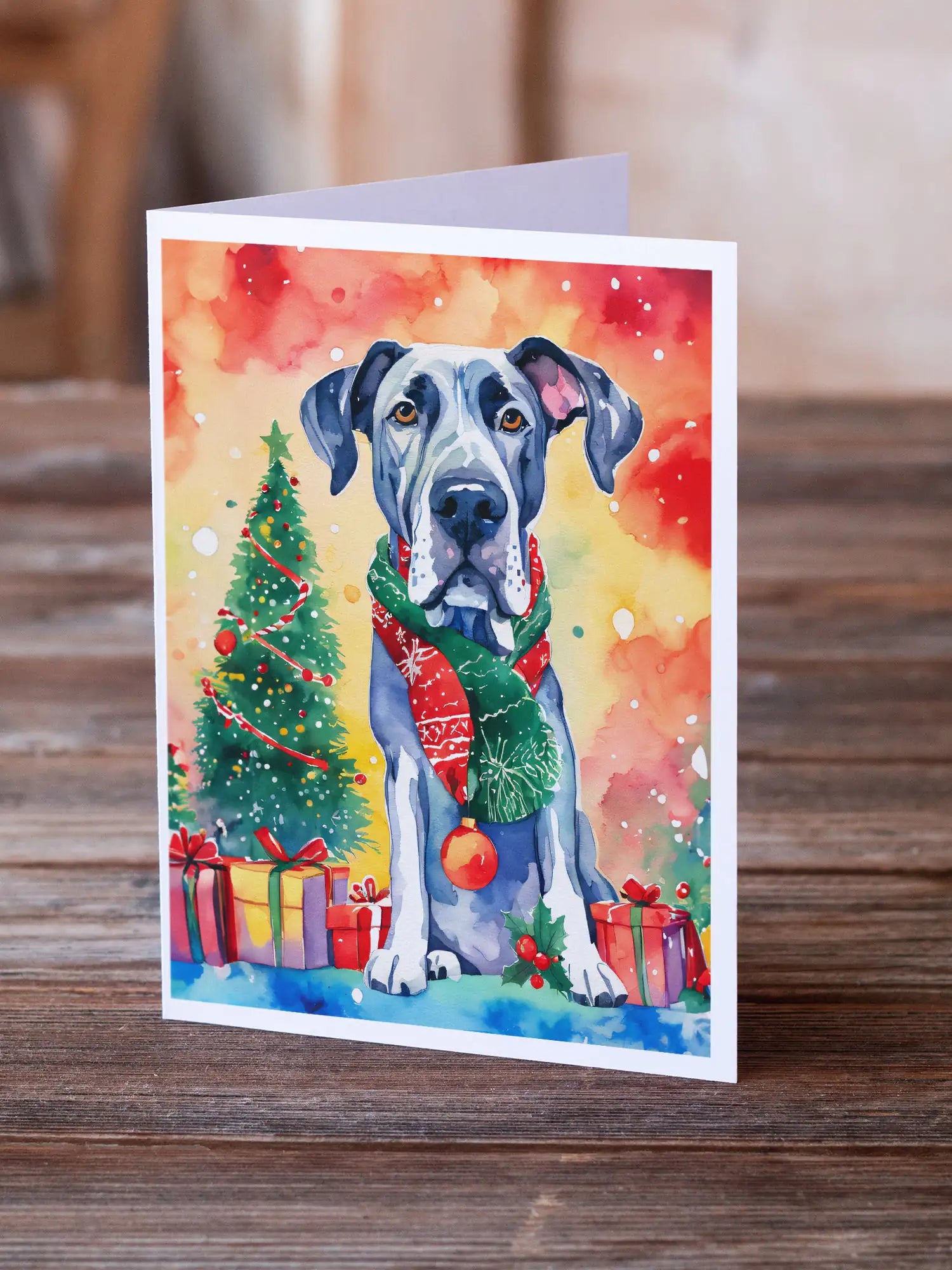 Great Dane Christmas Greeting Cards Pack of 8