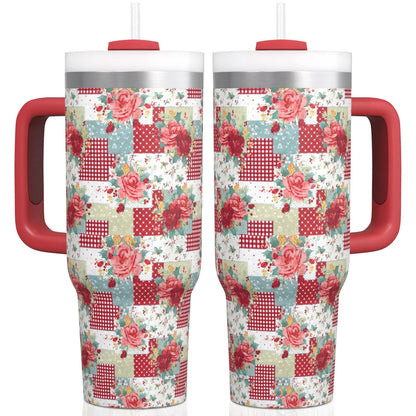 40 OZ Pioneer Woman Tumbler with Handle and Lid40oz Boho Floral Pioneer Woman Double Wall Vacuum Insulated TumblerPioneer Woman Cups Gift for Women (Only One Cup)