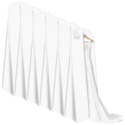 Svaldo White Wedding Dress Garment Bag 70x24x16 inch Pack of 6 Dress Bags for Gowns & Long Evening Prom Dresses for Women Bride Bridesmaid Dust Proof Garment Bags for Storage with 16" Gusset