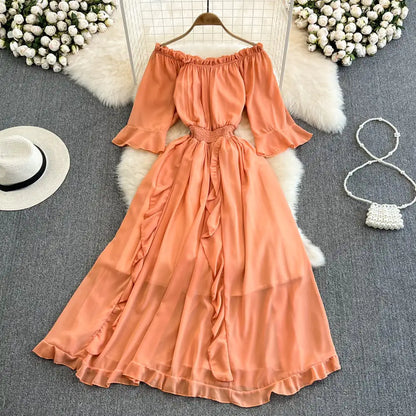 Ruffled Chiffon Dress for Women - Casual Elegance