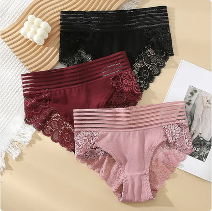 High-Waist Lace Cotton Underwear
