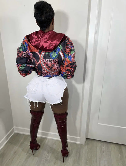 Frayed Ripped Stretch Denim Shorts for Women