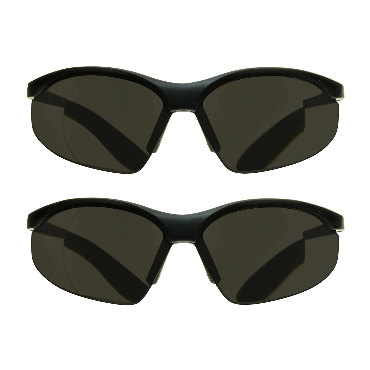proSPORT Full Lens Reading Sunglass Reader Safety +2.00 Smoke Lens 2 Pack Sport Wraparound Curve Not Bifocal