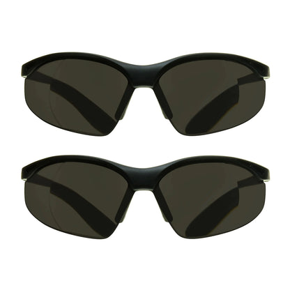 proSPORT Full Lens Reading Sunglass Reader Safety +2.00 Smoke Lens 2 Pack Sport Wraparound Curve Not Bifocal
