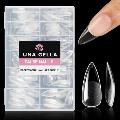 UNA GELLA Stiletto Gel x Nail Tips Full Cover 312Pcs No C Curve Stiletto Nail Tips Pre-buff Press On Nails Half Matte Stiletto Almond Gel x Tips for Nail Extension DIY Salon 12 Sizes