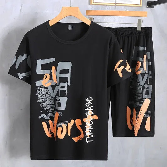 Men's Korean Style Sports Tracksuit with Black Shorts