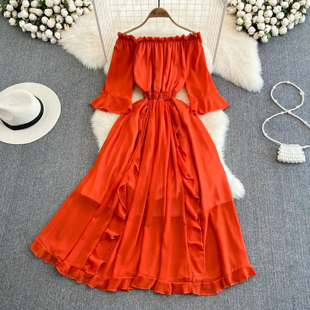 Ruffled Chiffon Dress for Women - Casual Elegance
