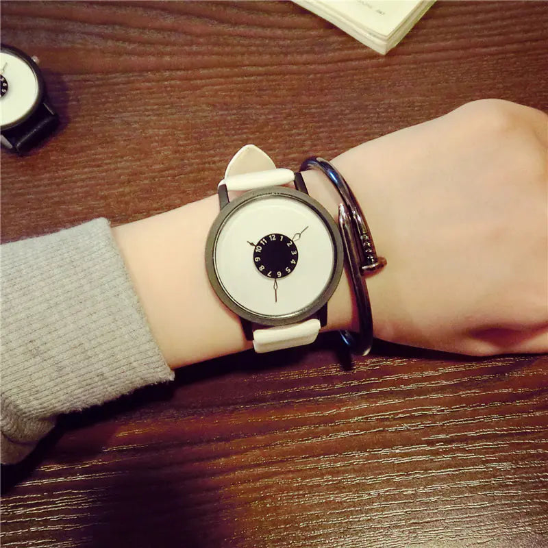 Minimalist Black and White Couple Quartz Watches
