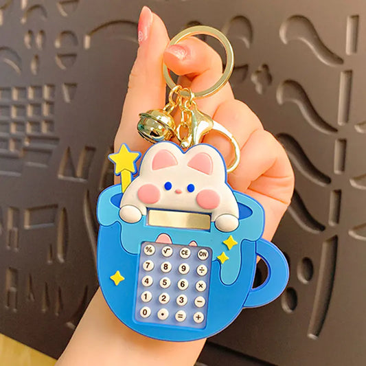 Trendy Children's Little White Rabbit Play Computer Keychain