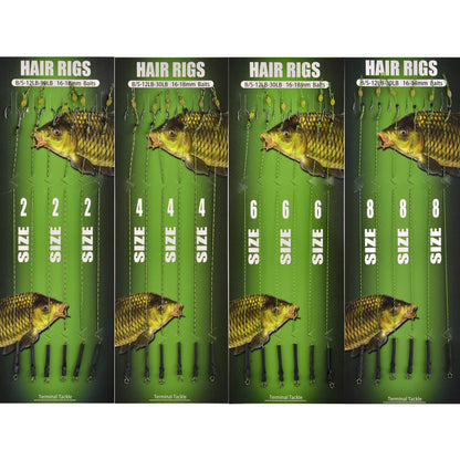 Carp Fishing Hair Rigs Kit 24pcs Curve Carp Hooks Carp Fishing Bait Rigs Braided Thread Line Leader Carp Boilies carp Fishing Equipment