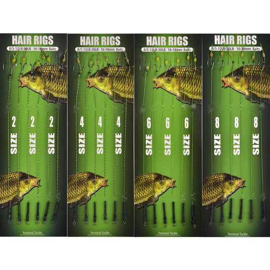 Carp Fishing Hair Rigs Kit 24pcs Curve Carp Hooks Carp Fishing Bait Rigs Braided Thread Line Leader Carp Boilies carp Fishing Equipment