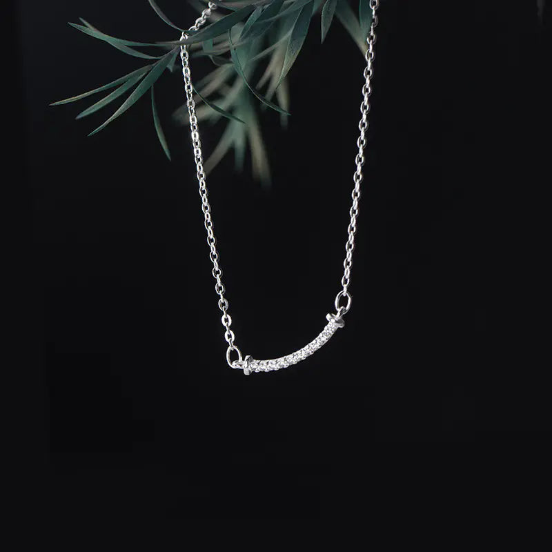 Korean Style Sweet Curve Necklace with Diamonds D5150