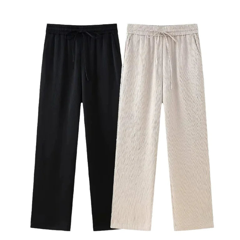 Ruffled Blazer & Casual Trousers Suit