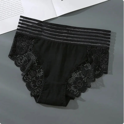 High-Waist Lace Cotton Underwear